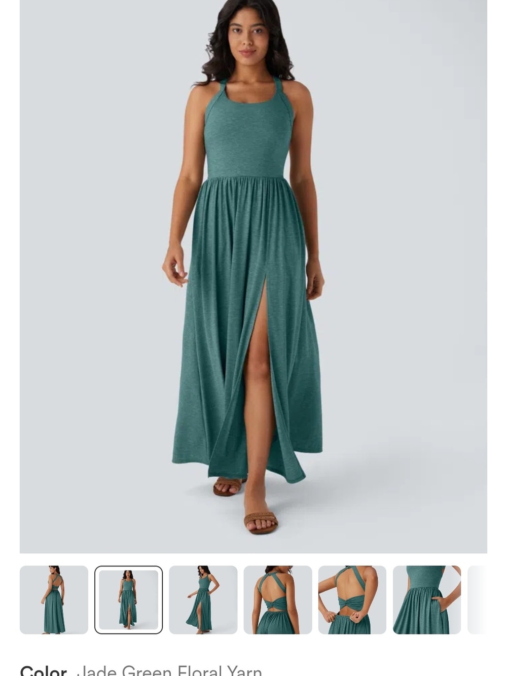 Halara Twisted Backless Split Flowy Maxi Resort Dress with Pockets